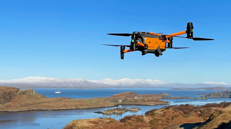 Oban MRT's DJI M30T drone on a training flight over the Scottish coast