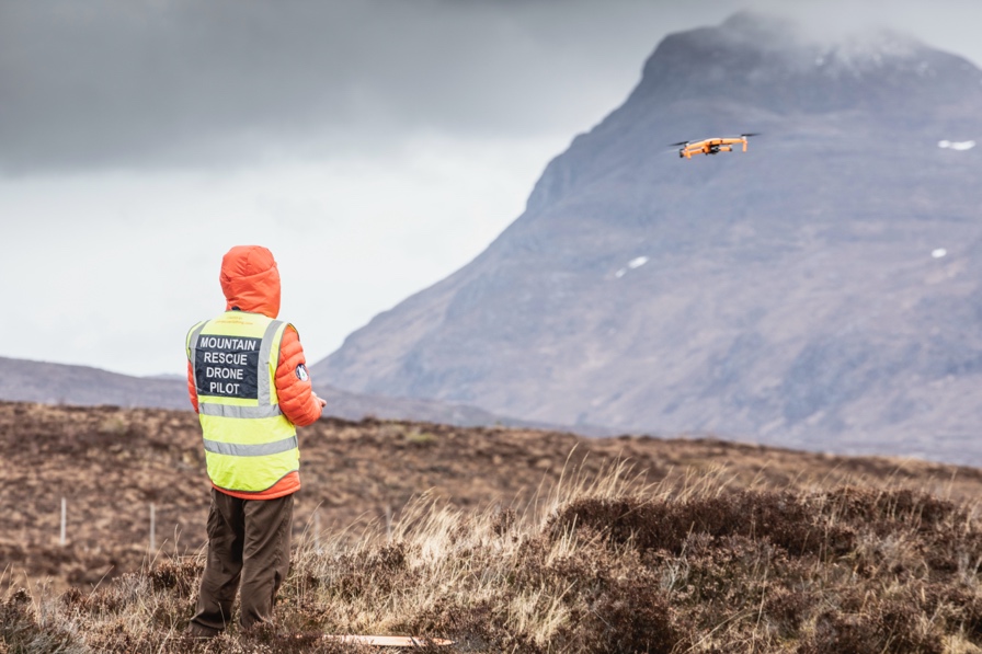 Mountain Rescue Drone Pilot practising core competency skills in the Scottish Highlands